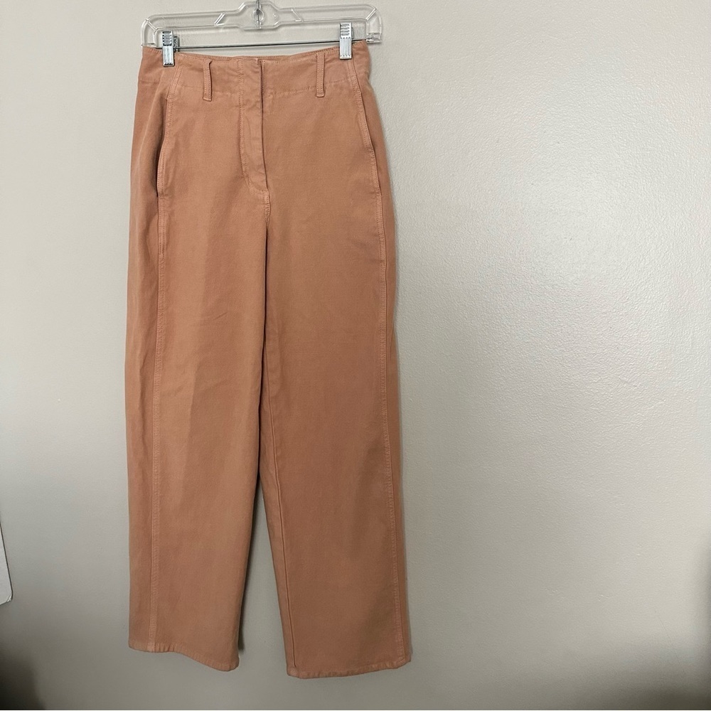 Aritzia Wilfred High Rise tan wide leg pants